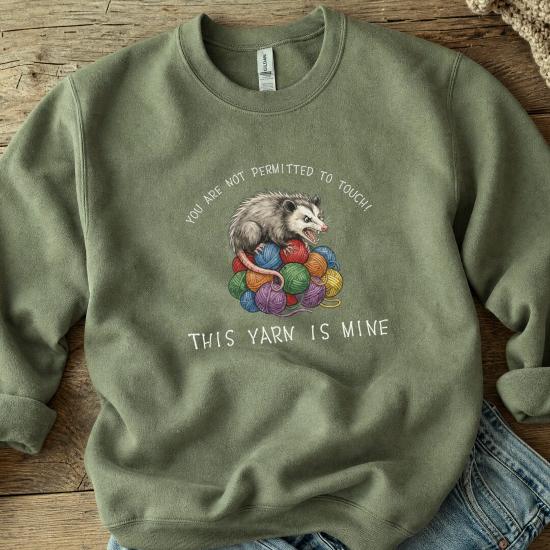 Hissing Yarn Possum Sweatshirt Military Green t-shirt