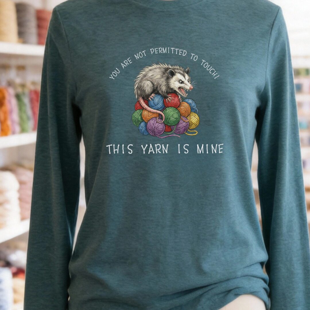 Hissing Yarn Possum Long Sleeve Tee Deep Teal t-shirt