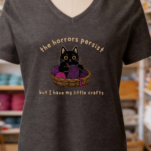 Horrors Persist V-Neck T-Shirt Dark Grey t-shirt