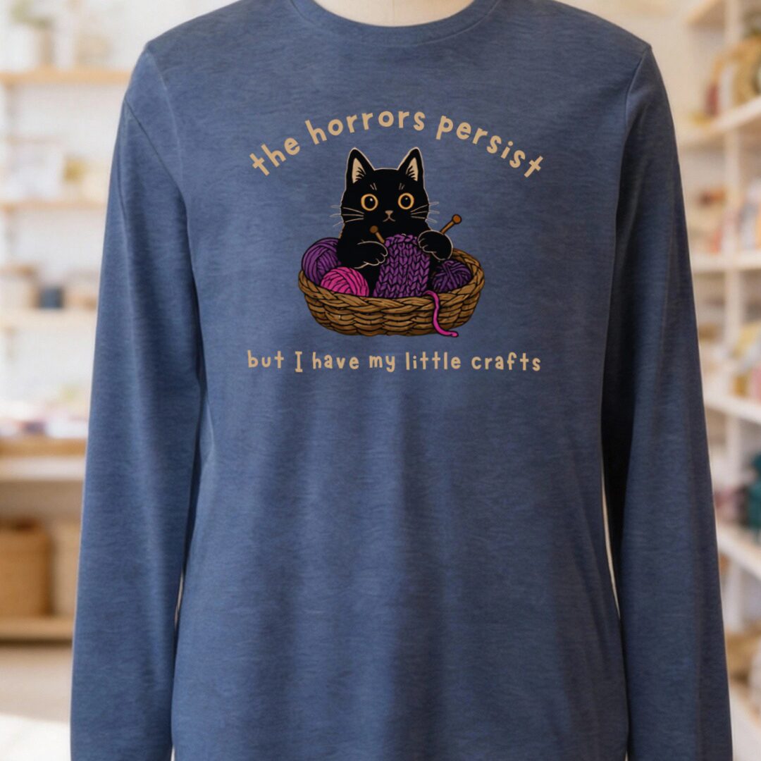 Horrors Persist Long Sleeve Tee Navy t-shirt