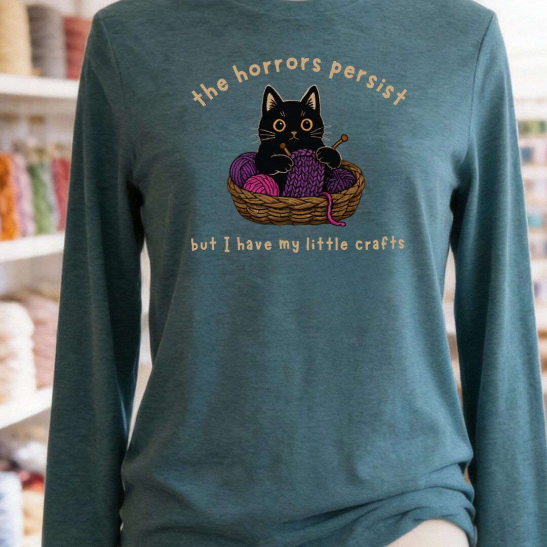 Horrors Persist Long Sleeve Tee Teal Blue t-shirt