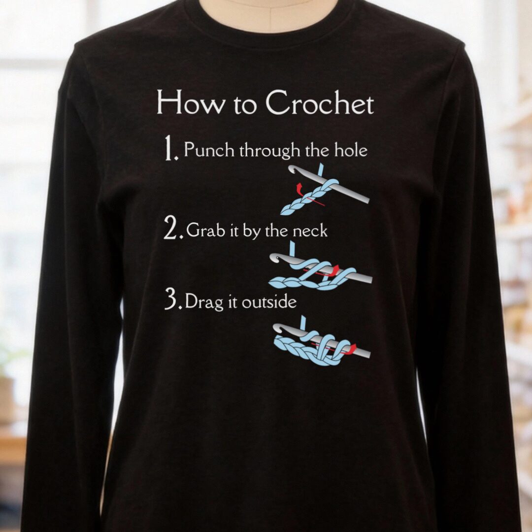 How to Crochet Long Sleeve Tee Black Heather t-shirt