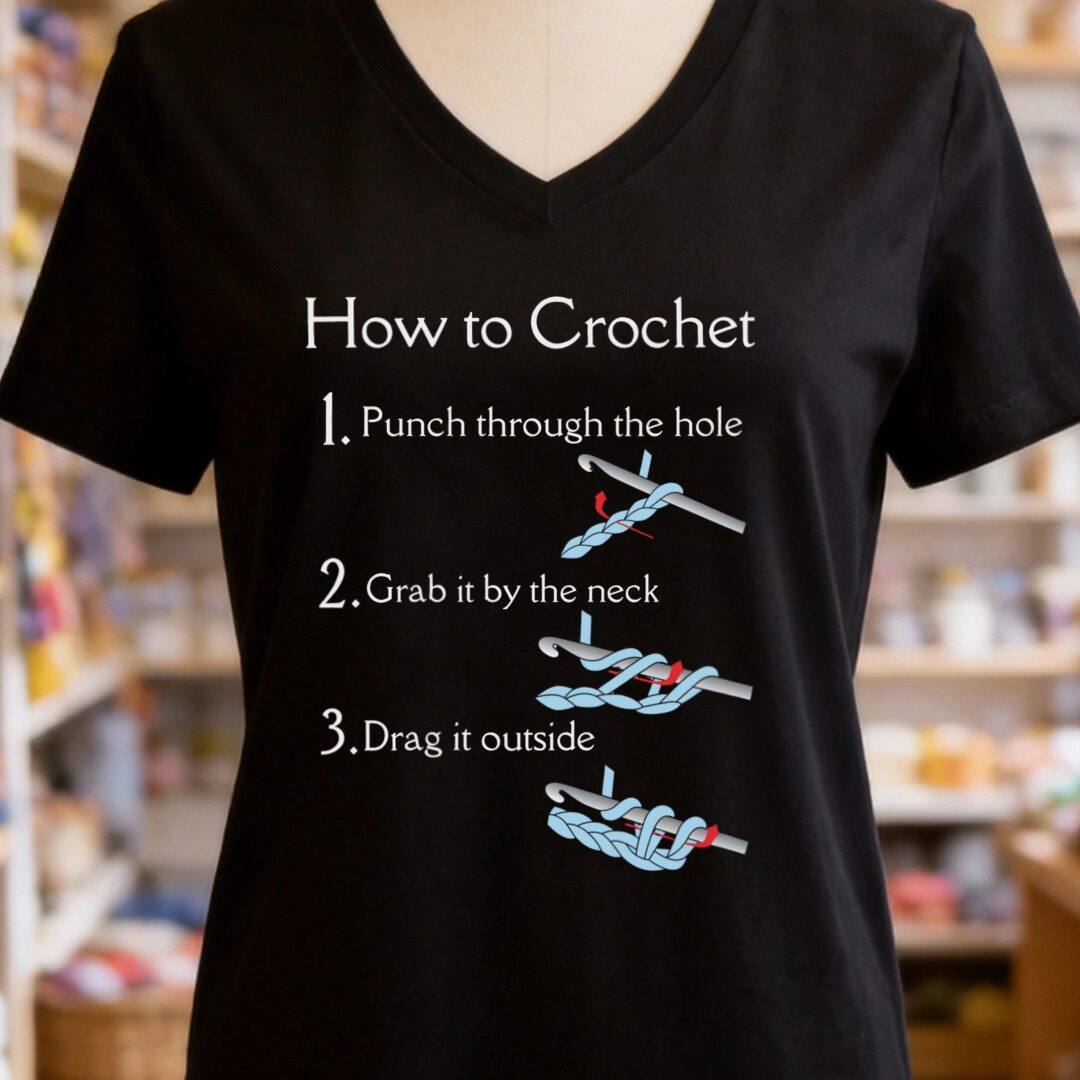 How to Crochet V-Neck T-Shirt Black t-shirt