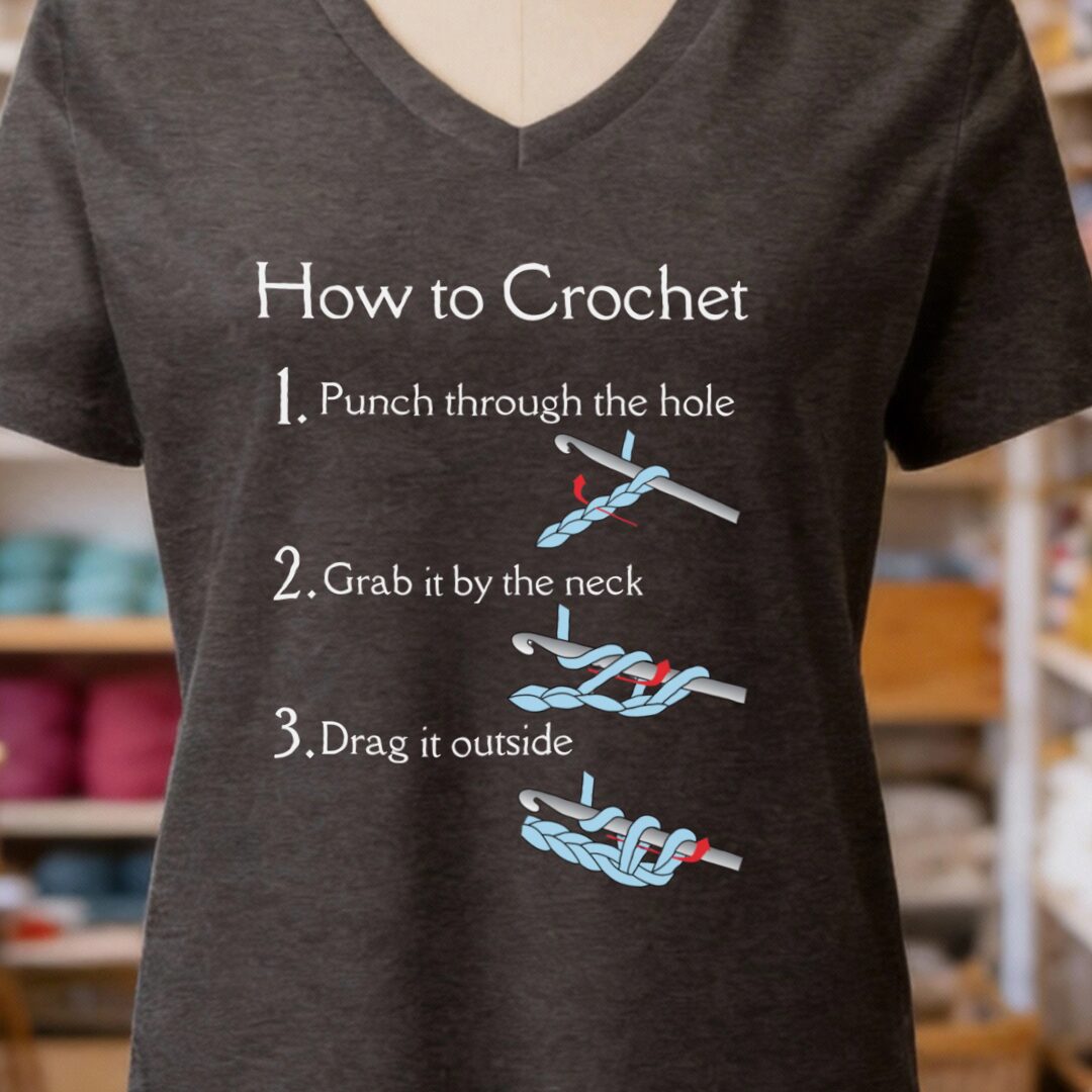 How to Crochet V-Neck T-Shirt Dark Grey t-shirt