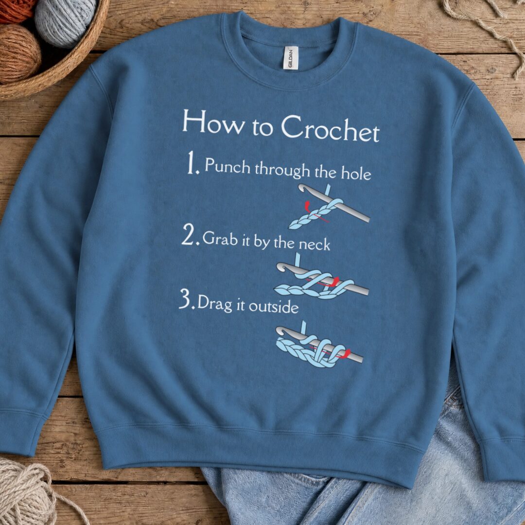How to Crochet Sweatshirt Indigo Blue t-shirt