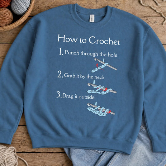 How to Crochet Sweatshirt Indigo Blue t-shirt