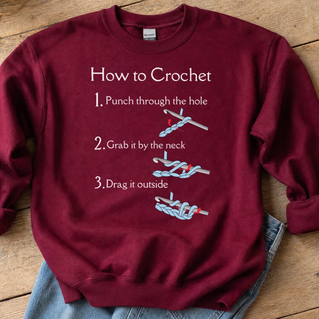 How to Crochet Sweatshirt Maroon t-shirt