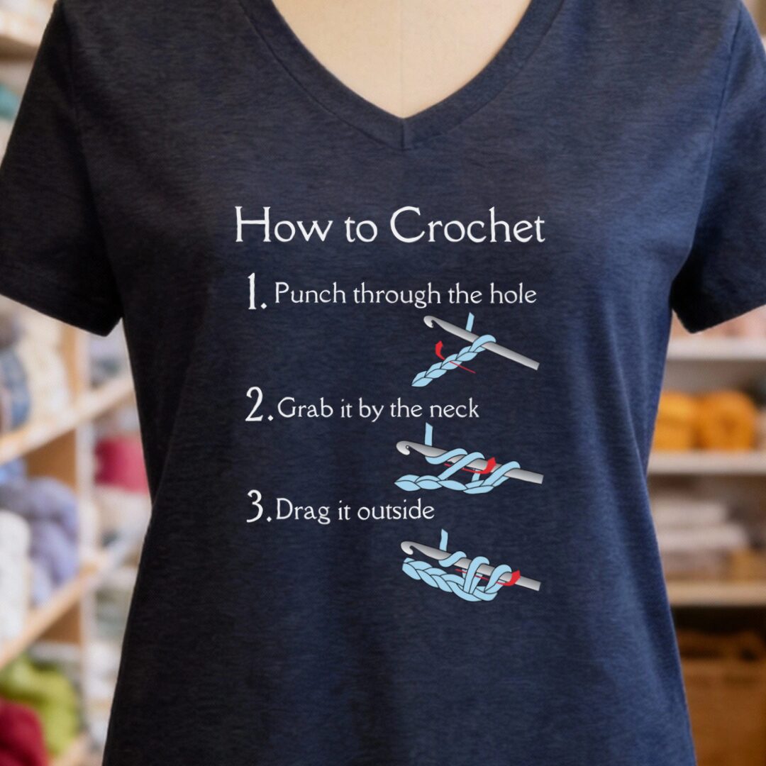 How to Crochet V-Neck T-Shirt Navy t-shirt