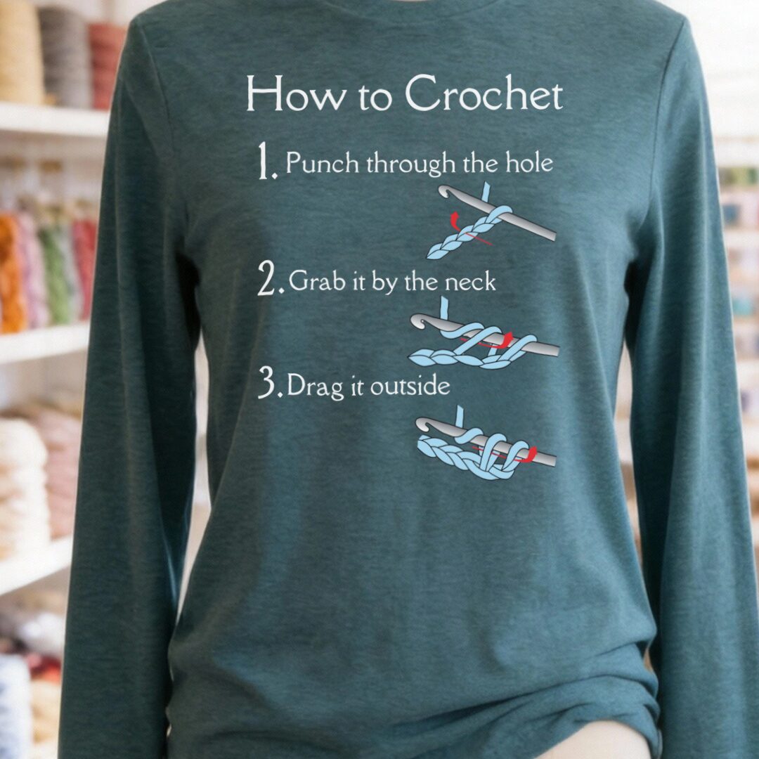 How to Crochet Long Sleeve Tee Heather Deep Teal t-shirt
