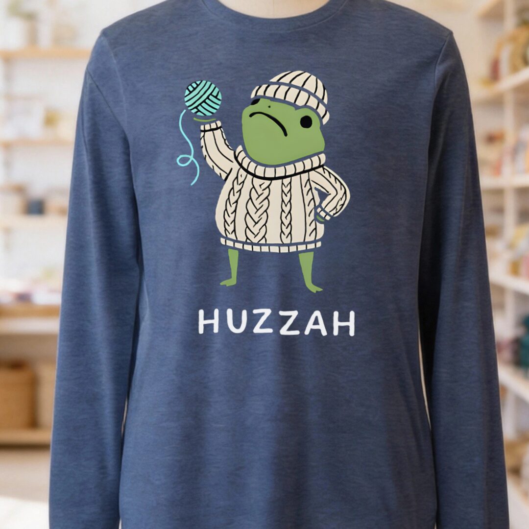 Huzzah Long Sleeve Tee Heather Navy t-shirt