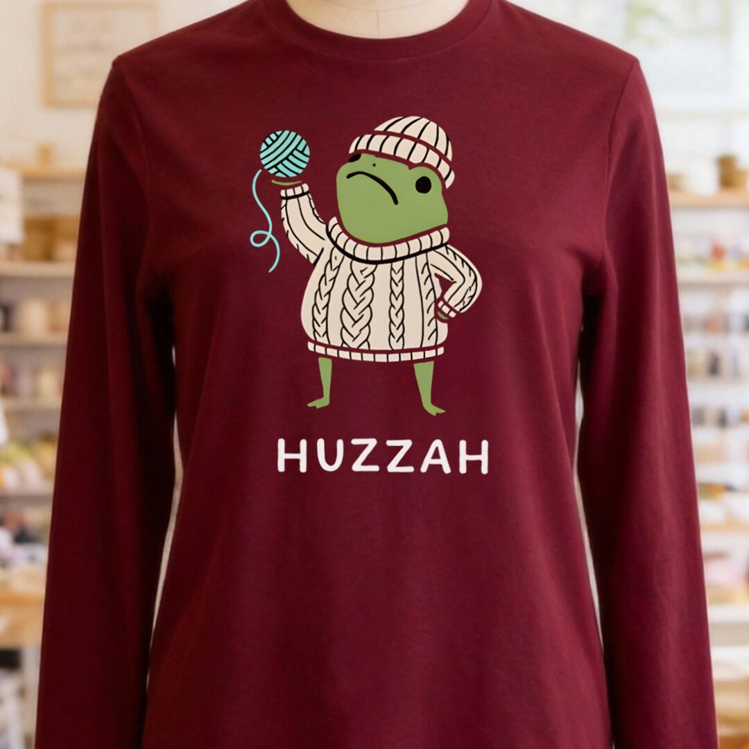 Huzzah Long Sleeve Tee Maroon t-shirt