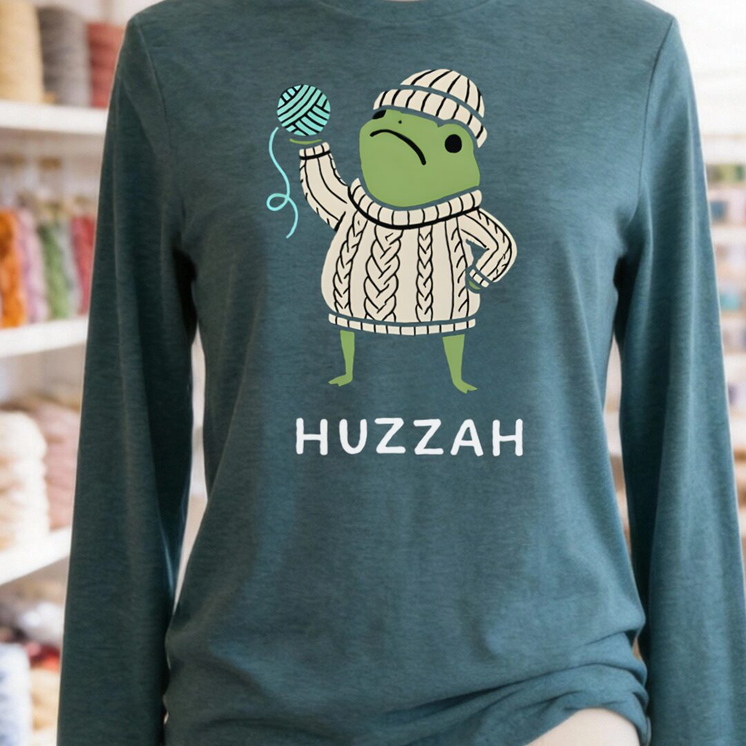 Huzzah Long Sleeve Tee Heather Deep Teal t-shirt