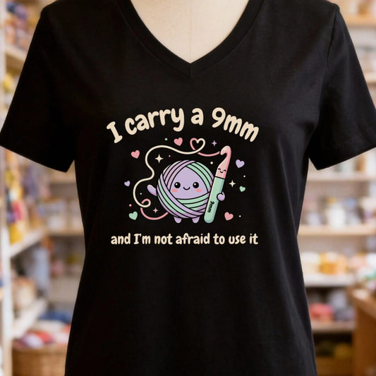 I Carry A 9mm V-Neck T-Shirt Black t-shirt