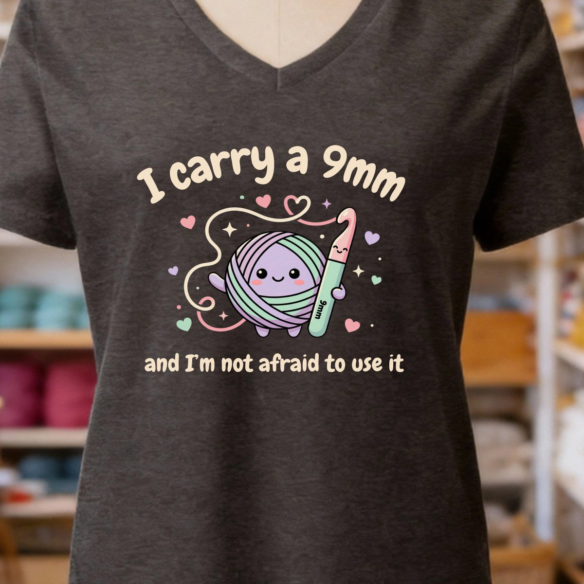 I Carry A 9mm Dark Grey V Neck.jpg