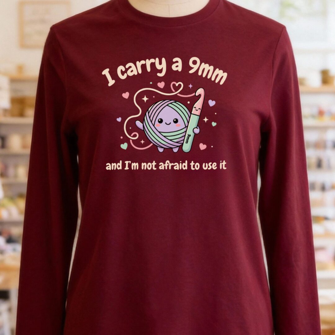 I Carry A 9mm Long Sleeve Tee Maroon t-shirt