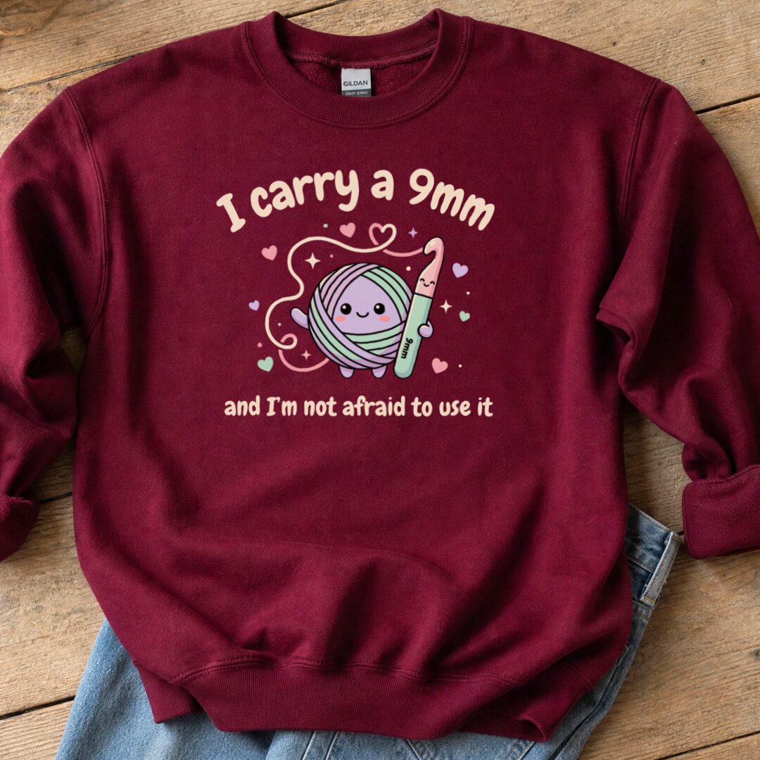 I Carry A 9mm Sweatshirt Maroon t-shirt