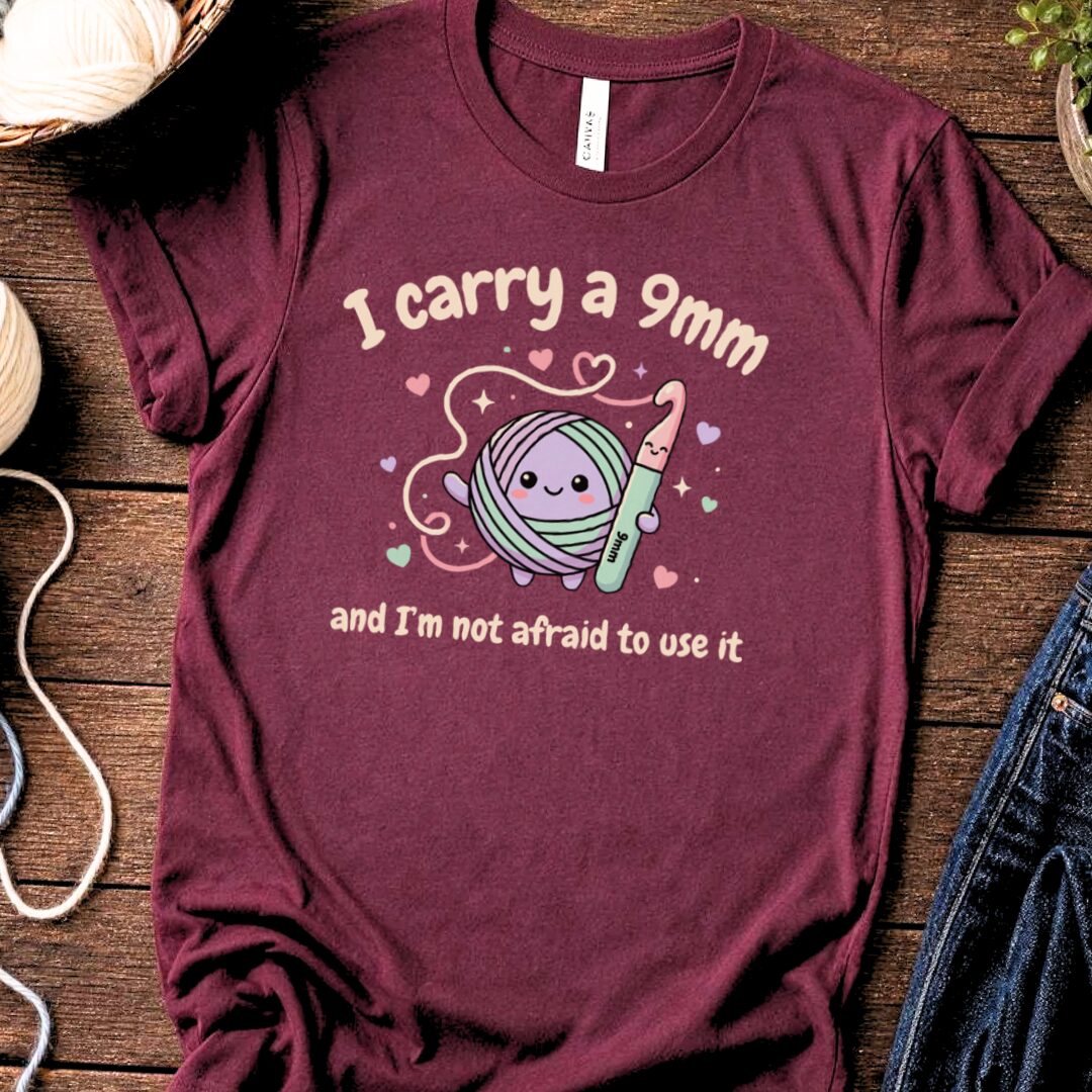 I Carry A 9mm T-Shirt Maroon t-shirt