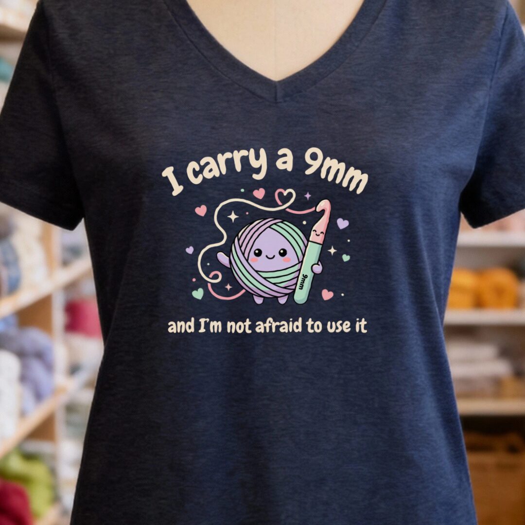 I Carry A 9mm V-Neck T-Shirt Navy t-shirt