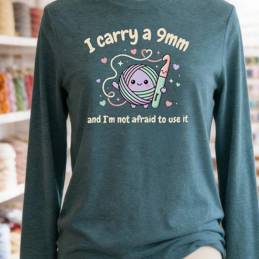 I Carry A 9mm Long Sleeve Tee Teal Blue t-shirt