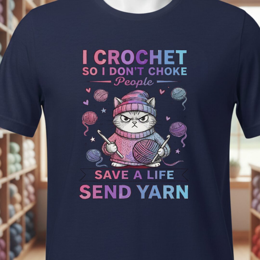 I Crochet So I Don't Choke People T-Shirt Navy t-shirt