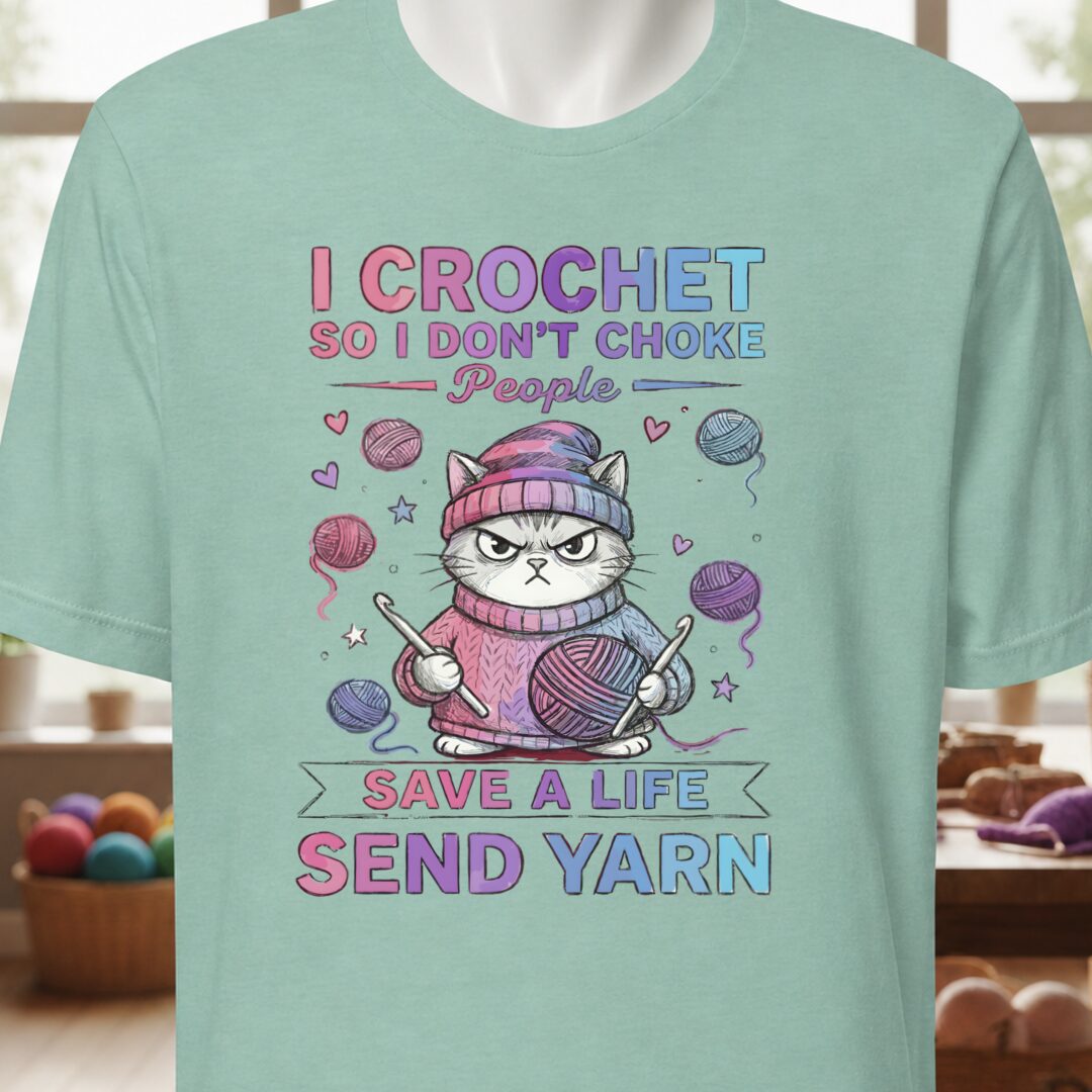 I Crochet So I Don't Choke People T-Shirt Sea Breeze t-shirt