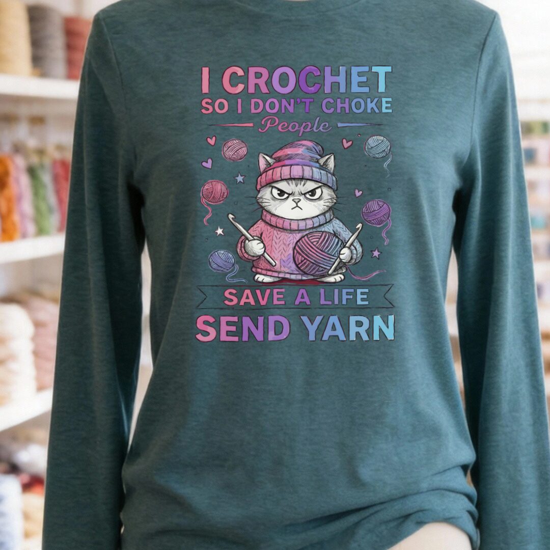 I Crochet So I Don't Choke People Long Sleeve Tee Deep Teal t-shirt