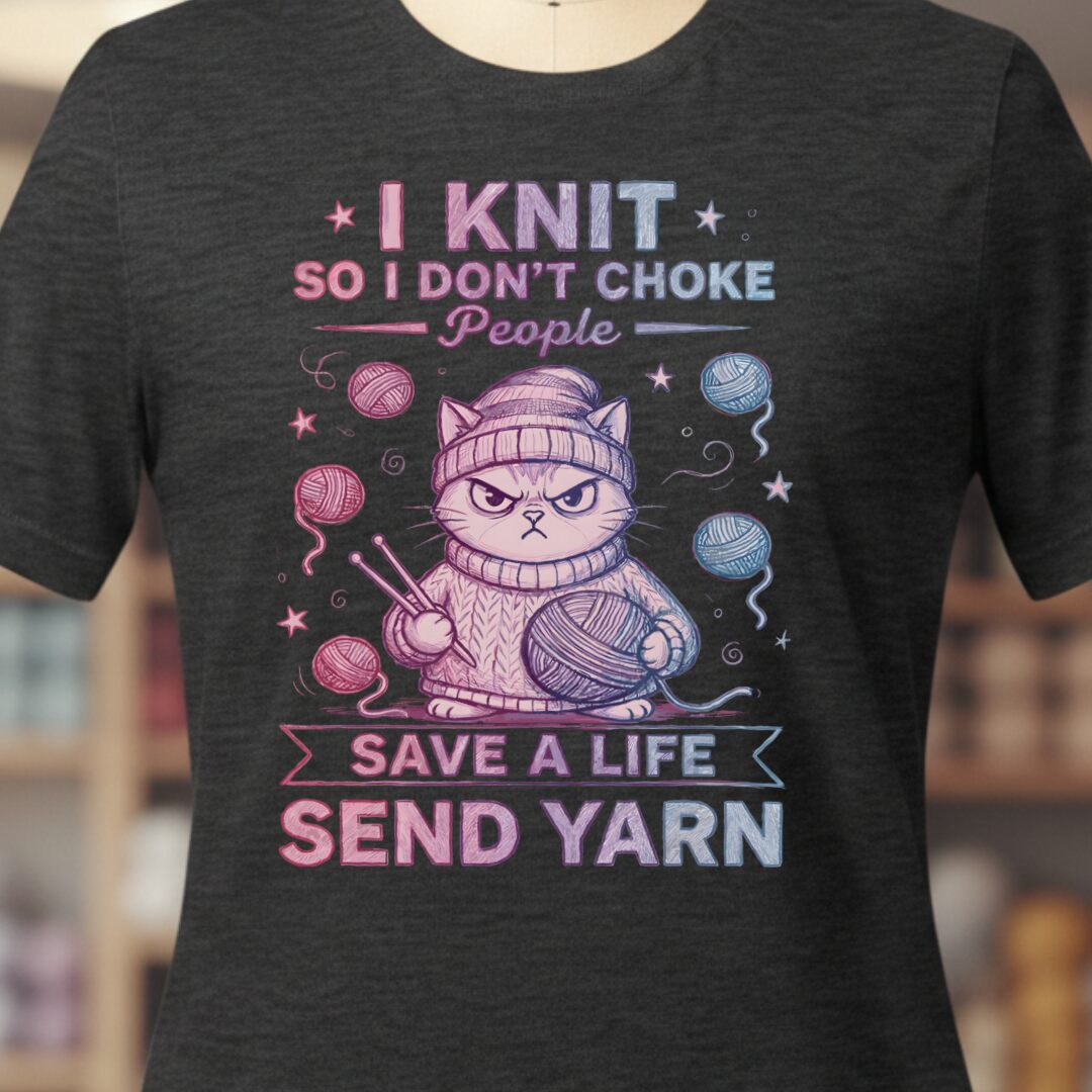 I Knit So I Don't Choke People T-Shirt Dark Grey t-shirt