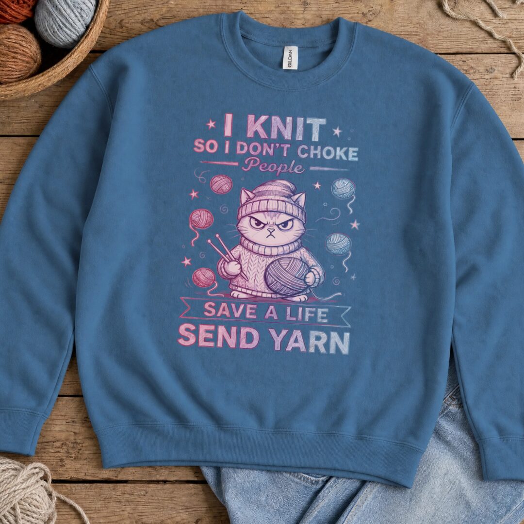 I Knit So I Don't Choke People Sweatshirt Indigo Blue t-shirt