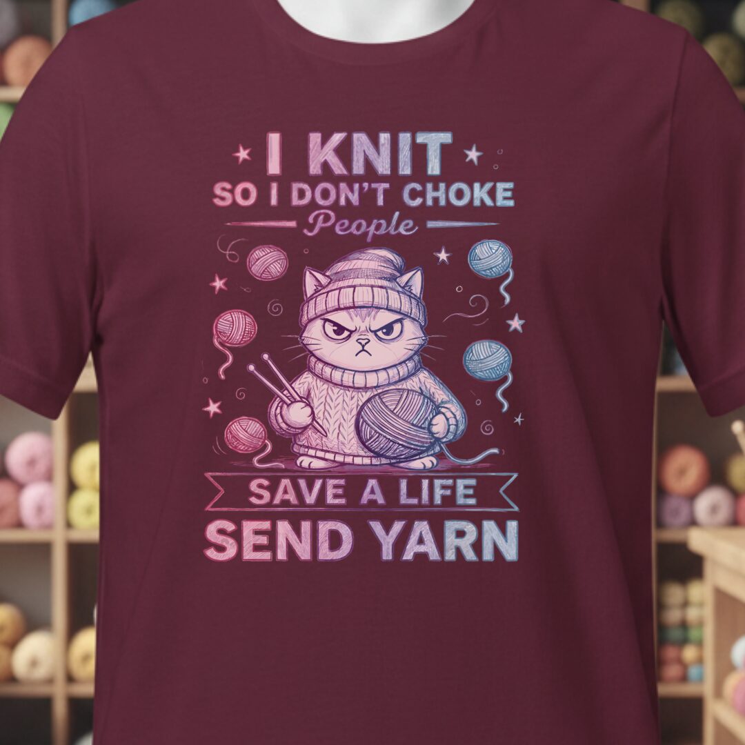 I Knit So I Don't Choke People T-Shirt Maroon t-shirt