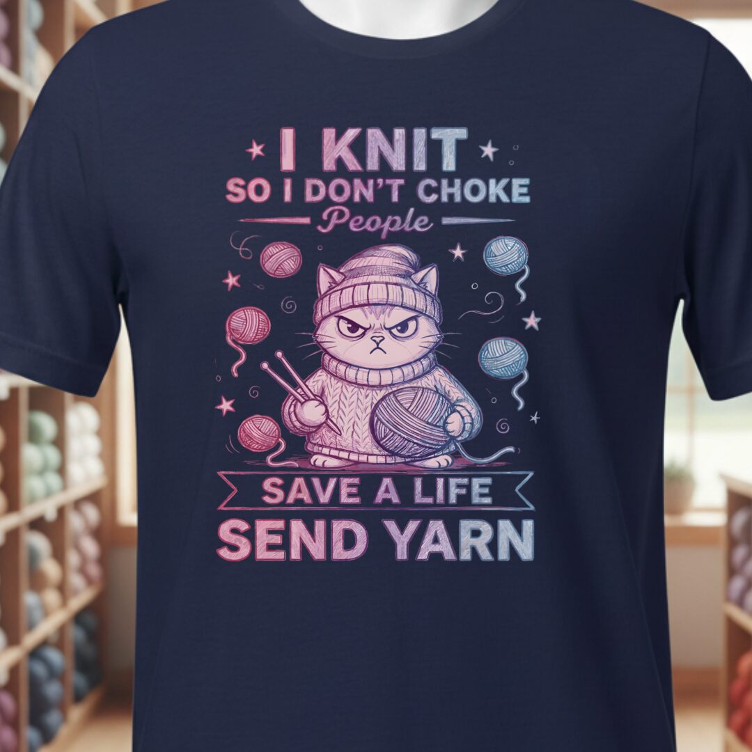 I Knit So I Don't Choke People T-Shirt Navy t-shirt