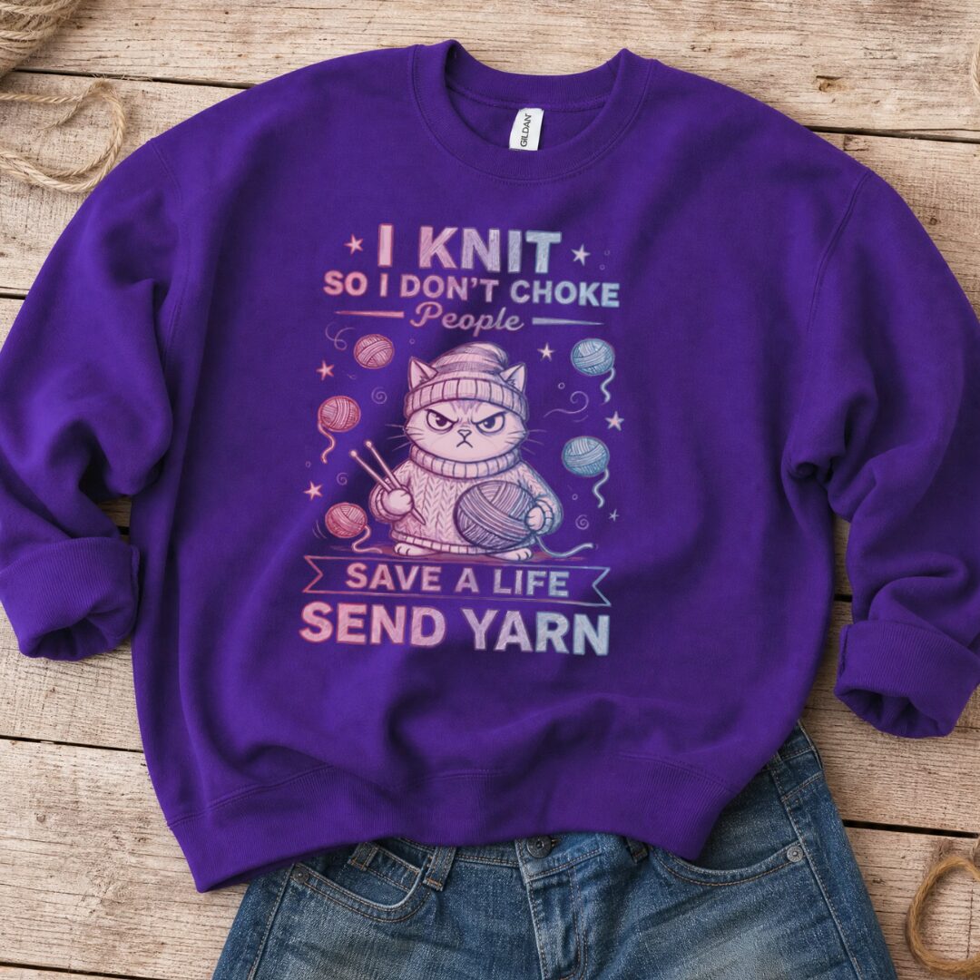I Knit So I Don't Choke People Sweatshirt Purple t-shirt