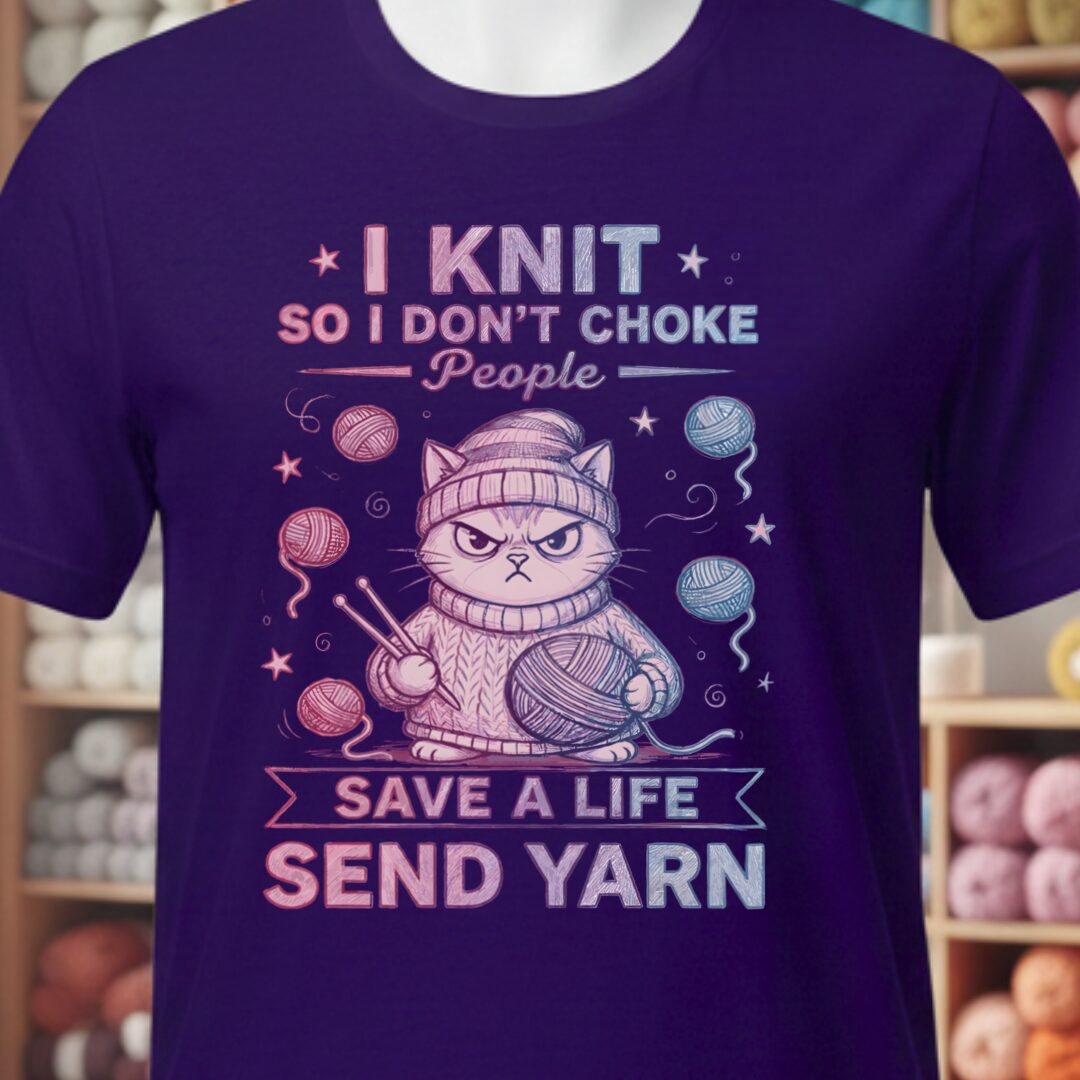 I Knit So I Don't Choke People T-Shirt Purple t-shirt