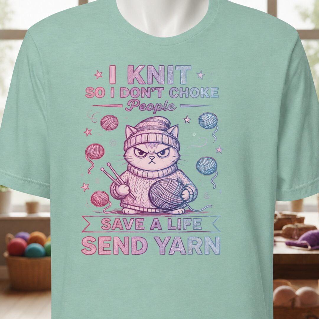 I Knit So I Don't Choke People T-Shirt Sea Breeze t-shirt
