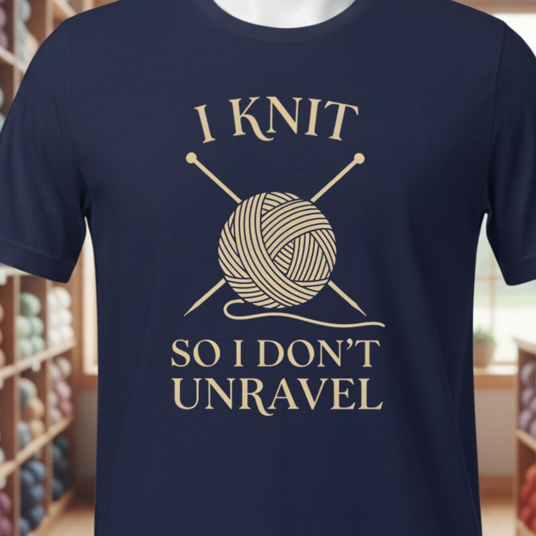 I Knit So I Don't Unravel T-Shirt Navy t-shirt
