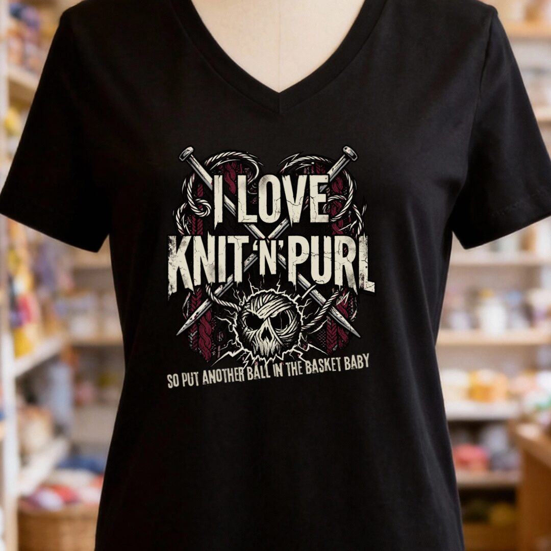 I Love Knit N Purl V-Neck T-Shirt Black t-shirt