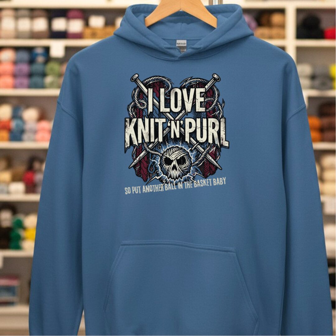 I Love Knit N Purl Hoodie Indigo Blue t-shirt