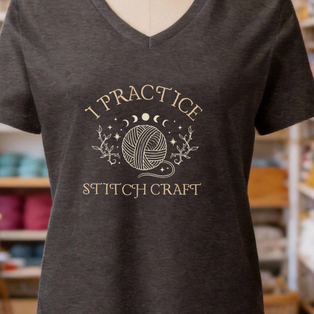 I Practice Stitchcraft V-Neck T-Shirt Dark Grey t-shirt