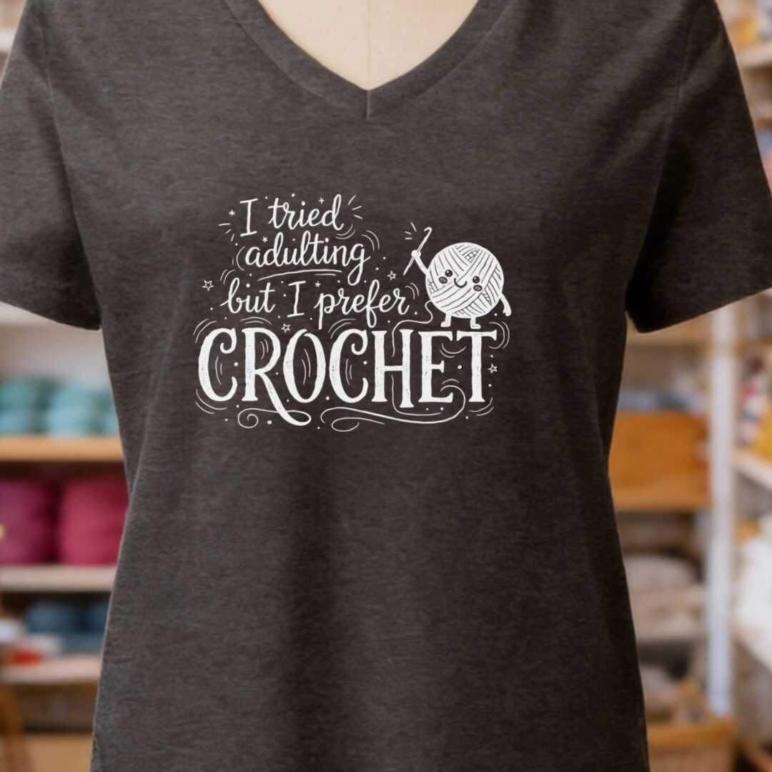I Prefer Crochet V-Neck T-Shirt Dark Grey t-shirt