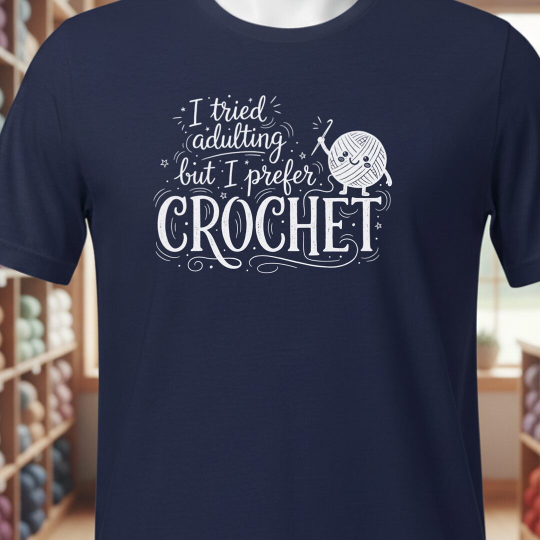 I Prefer Crochet T-Shirt Navy t-shirt
