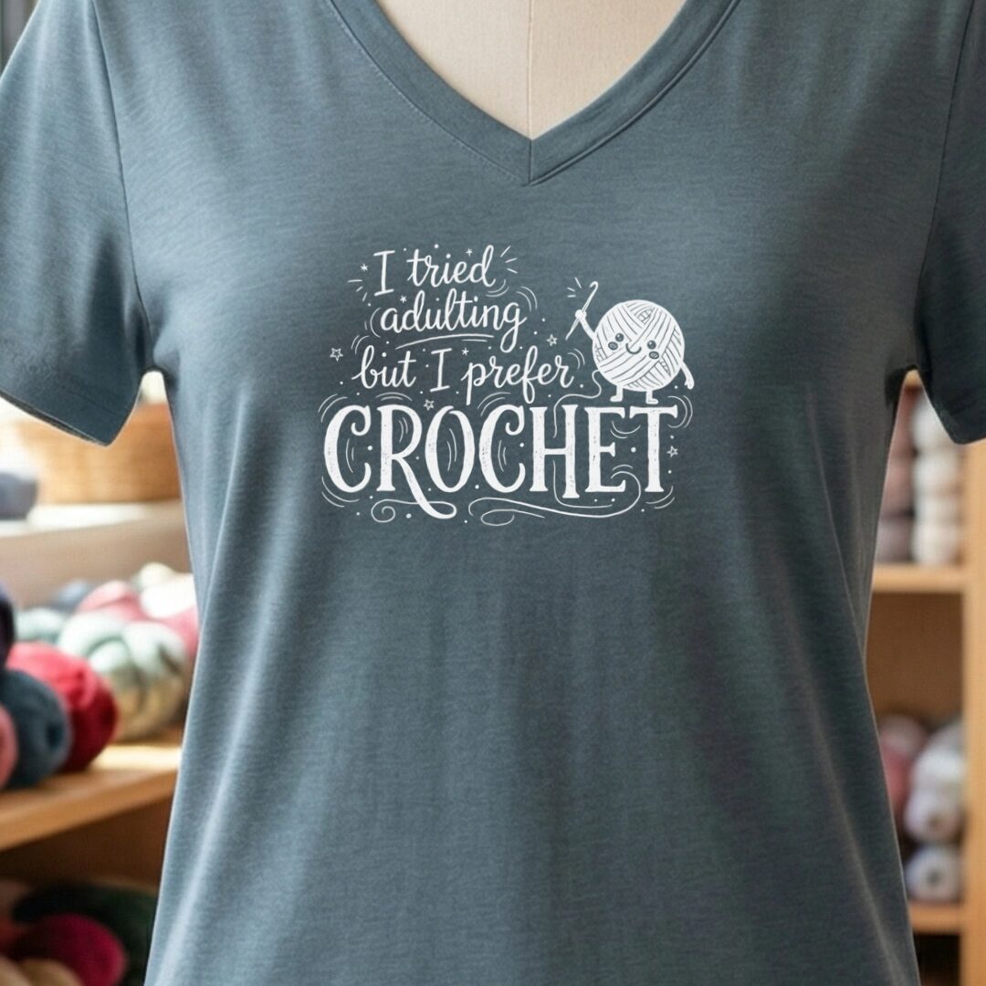 I Prefer Crochet V-Neck T-Shirt Slate t-shirt