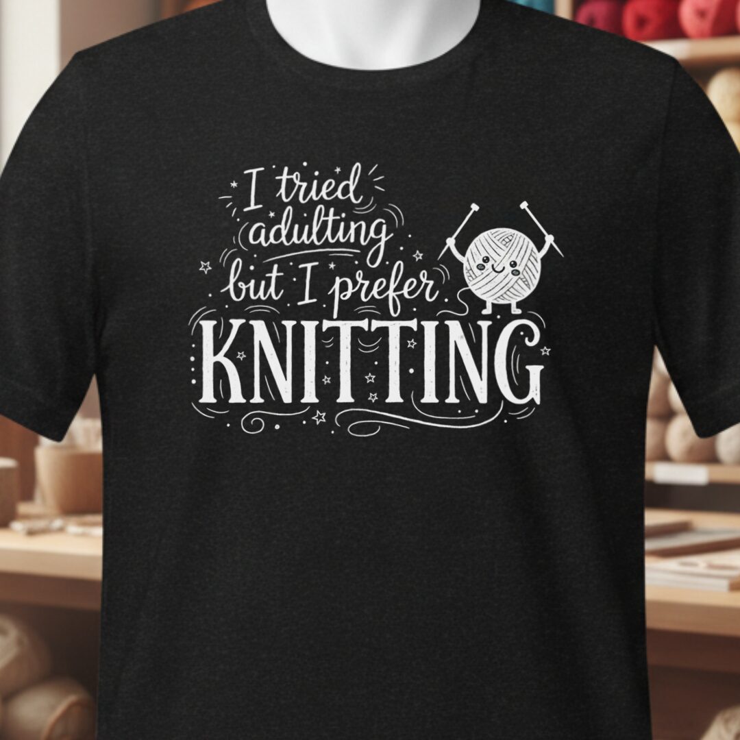 I Prefer Knitting T-Shirt Black t-shirt