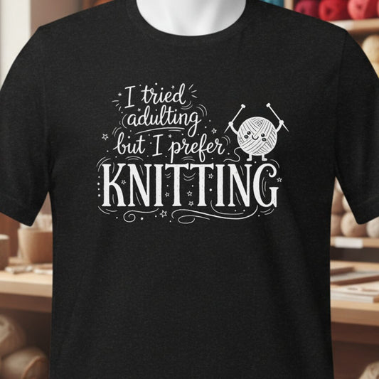 I Prefer Knitting T-Shirt Black t-shirt