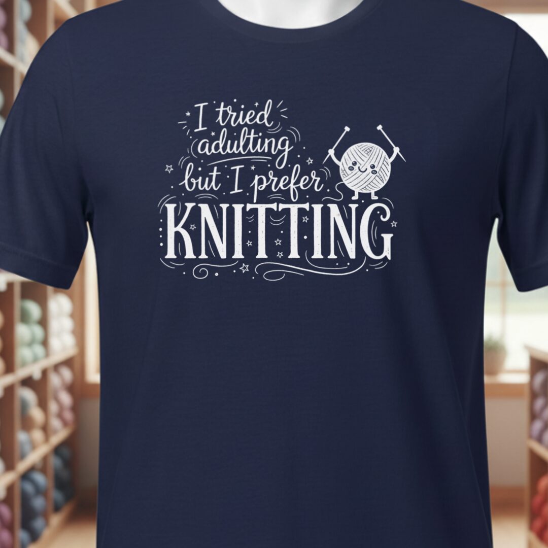 I Prefer Knitting T-Shirt Navy t-shirt