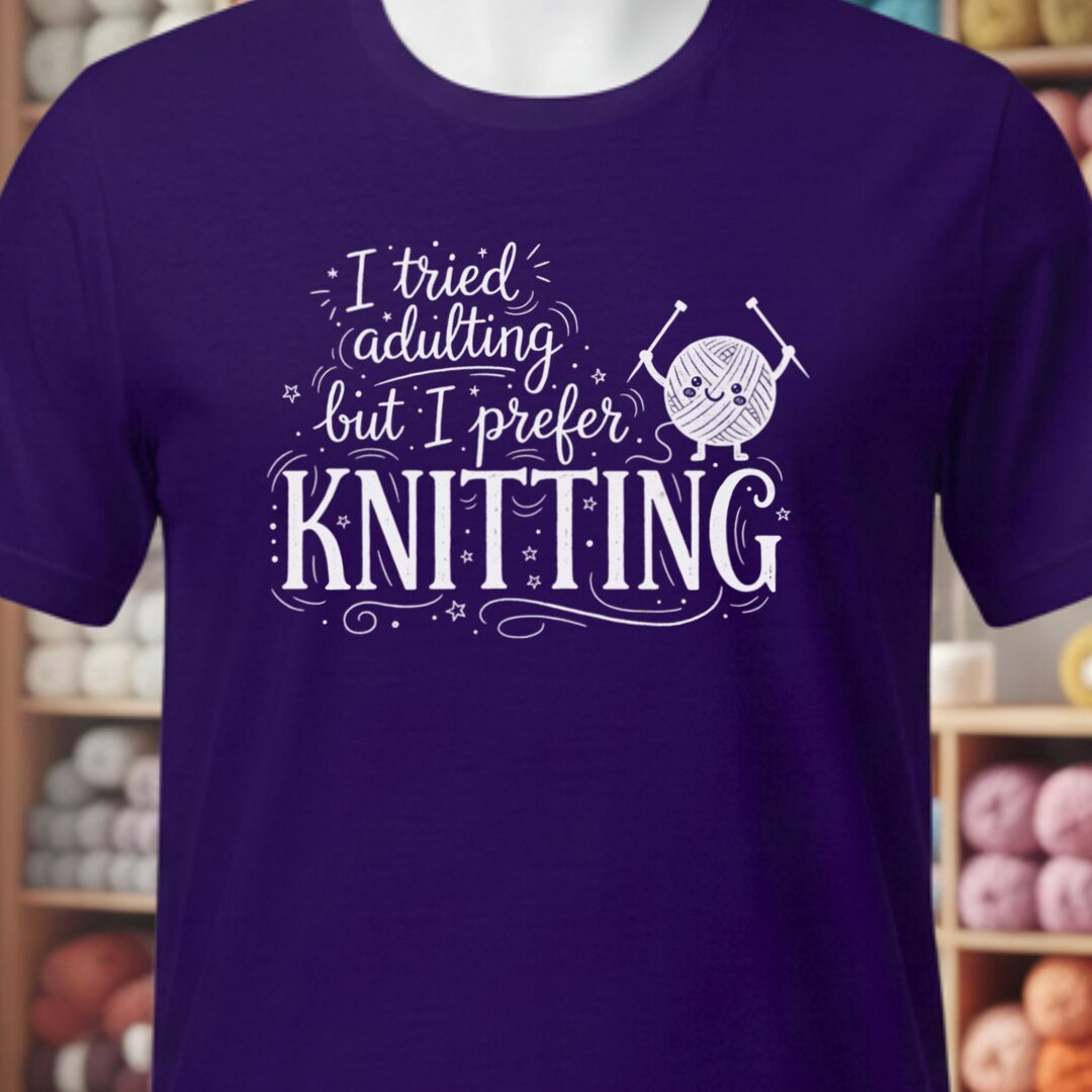 I Prefer Knitting T-Shirt Purple t-shirt