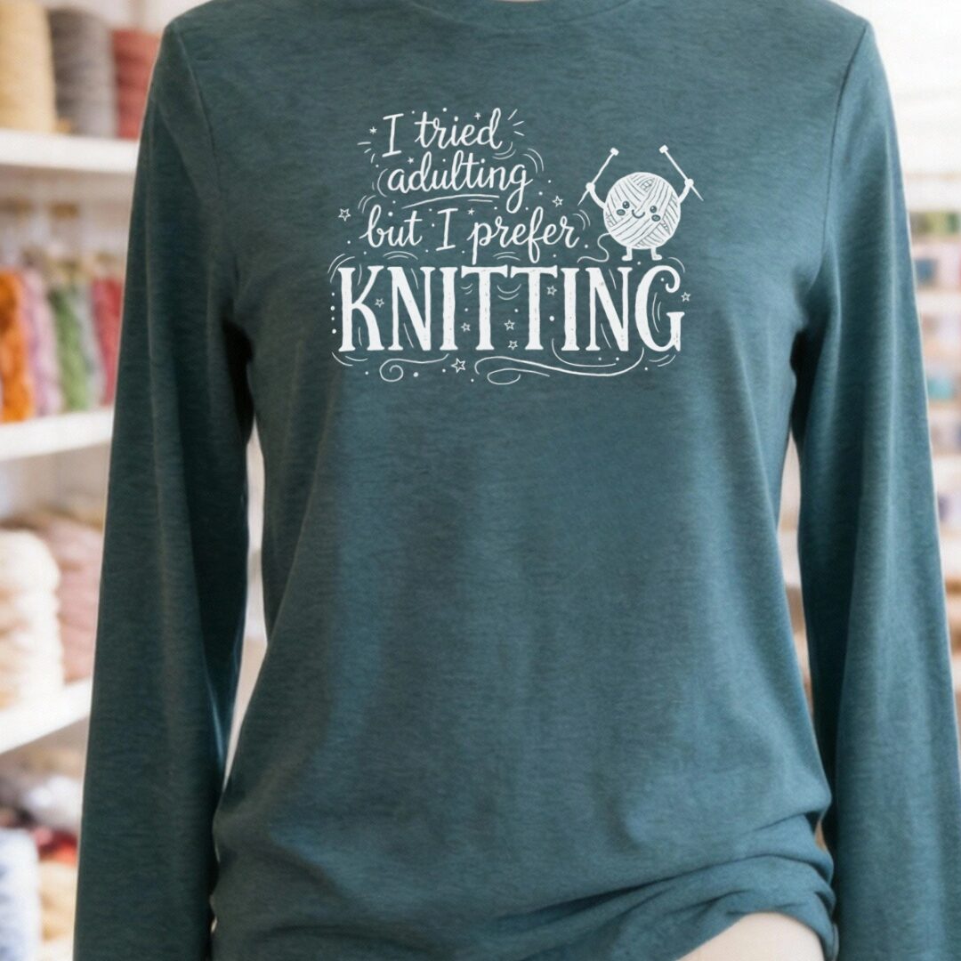 I Prefer Knitting Long Sleeve Tee Deep Teal t-shirt