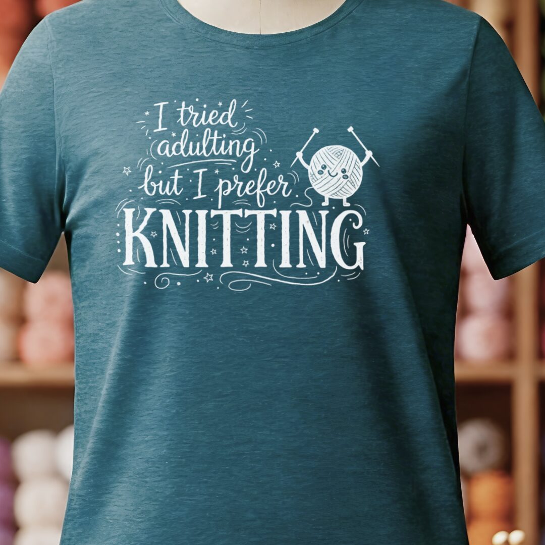 I Prefer Knitting T-Shirt Teal Blue t-shirt