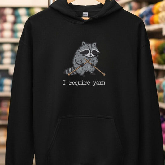 I Require Yarn Black Hoodie.jpg