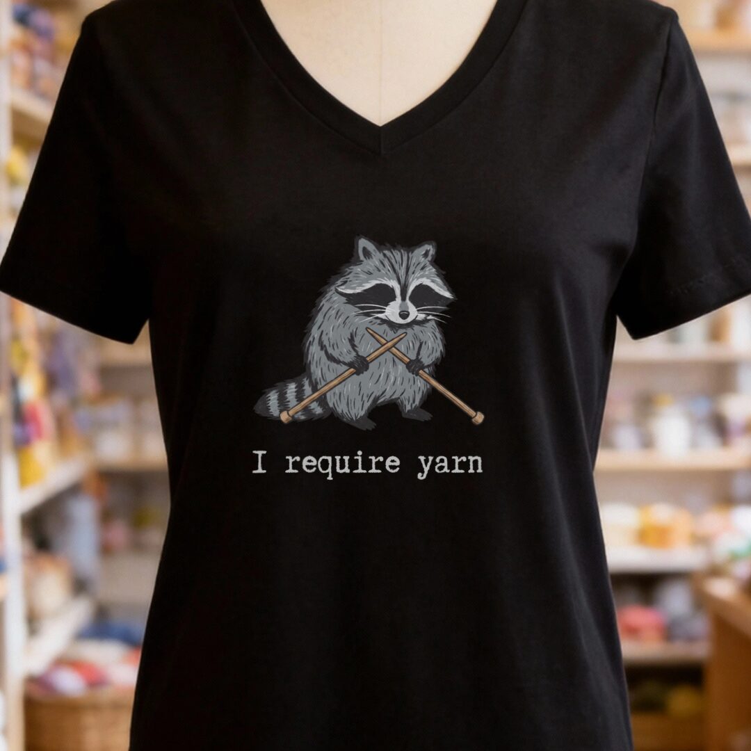 I Require Yarn V-Neck T-Shirt Black t-shirt