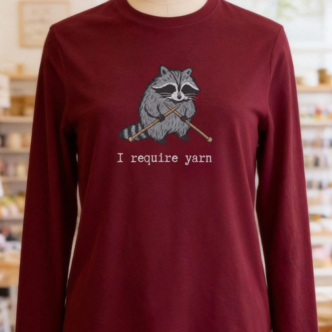 I Require Yarn Maroon Long Sleeve Tee.jpg