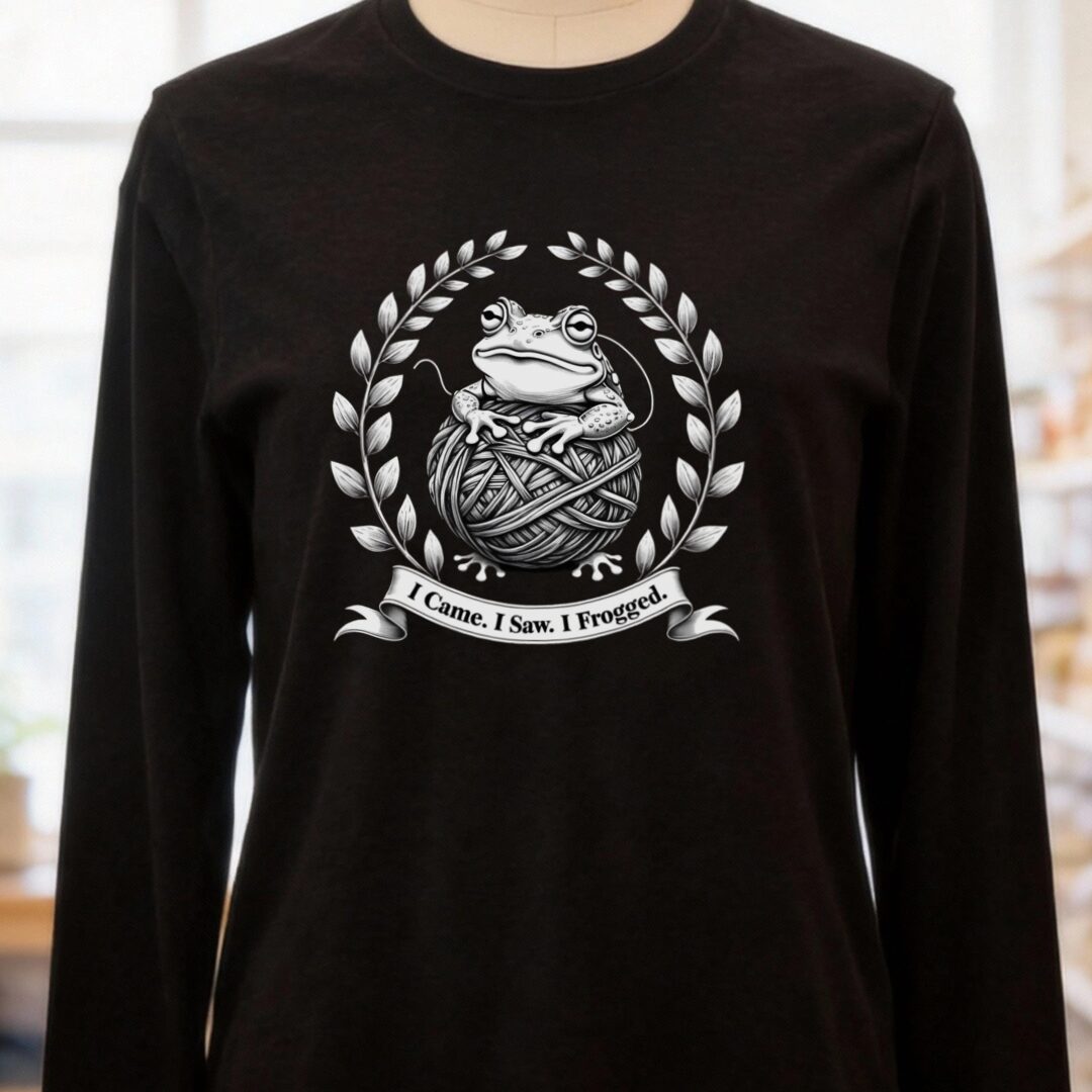 I came, I saw, I Frogged Long Sleeve Tee Black Heather t-shirt